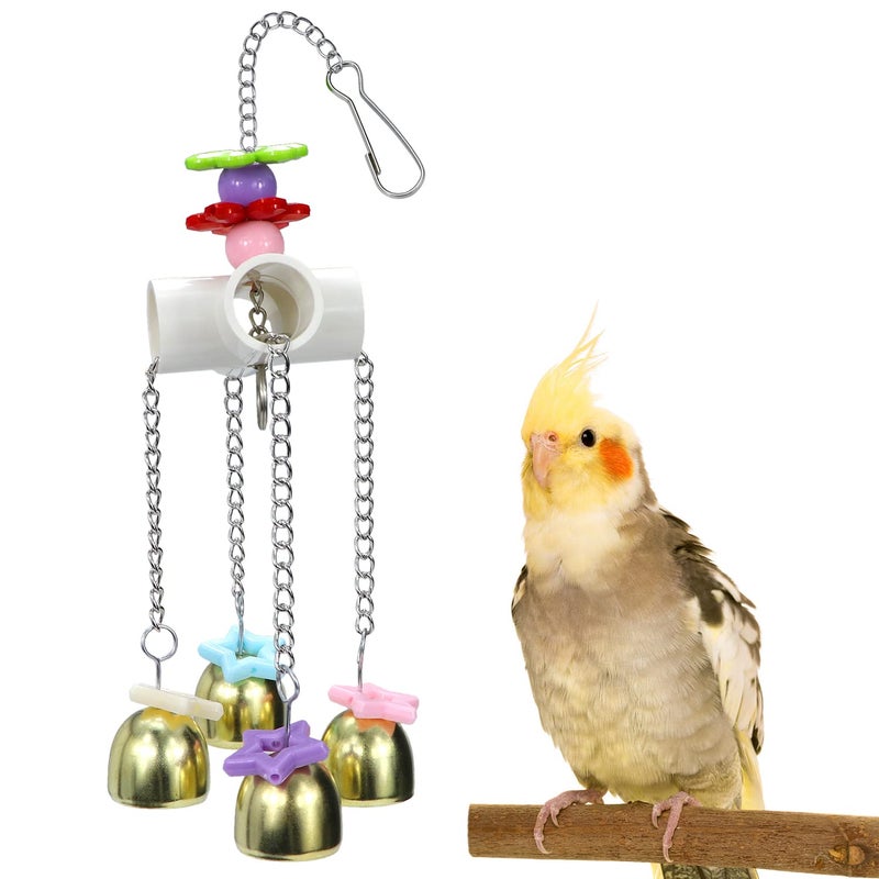 Litewoo Bird Stainless Steel Bell Toys, Safe and Stable Hanging Spoons Pipe Chew Bite Toyï¼ˆAï¼‰ - Image 1